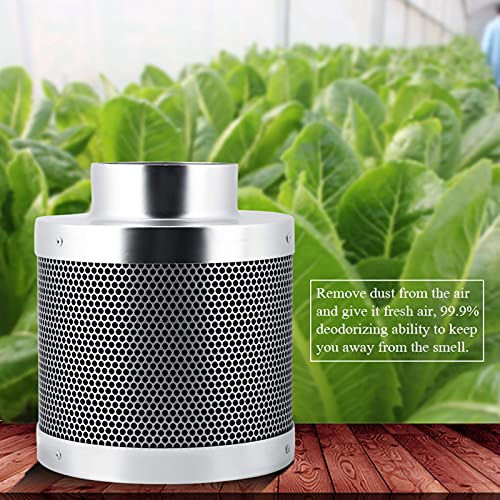 Dioche Filtro de carbón activado antiolor de acero inoxidable, 4 pulgadas, 200 mm, filtro de aire de escape para cultivo de plantas hidropónicas, para eliminar el polvo en el aire