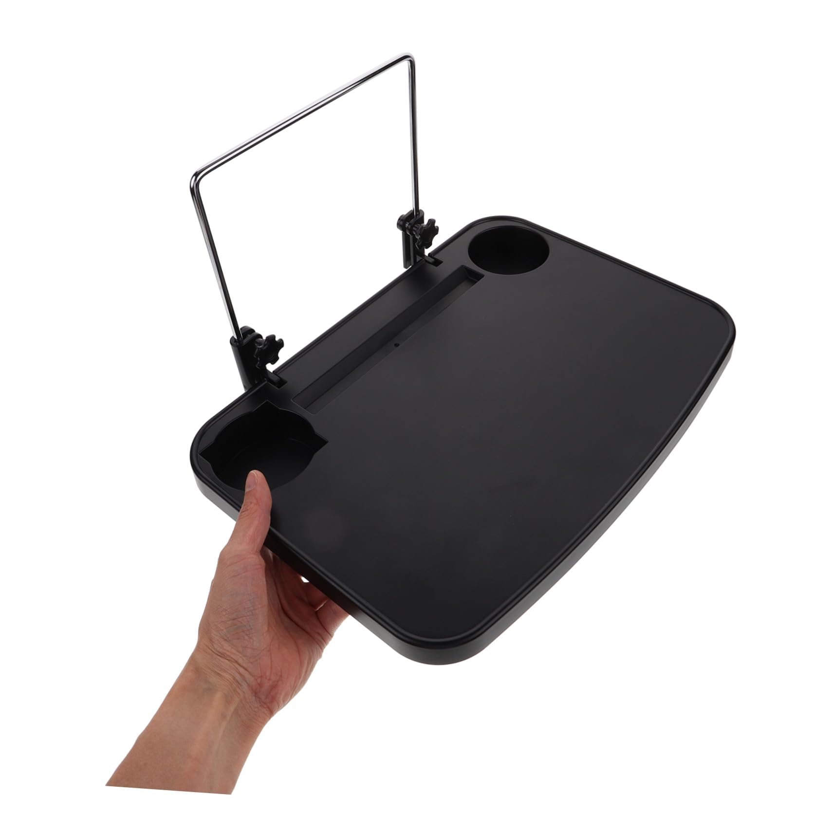 Supporto Portabevande per Poggiatesta Auto Pieghevole Nero ABS | Vassoio Multifunzione per Sedia Posteriore, per Viaggi di Lavoro e Lunghi Spostamenti, Design Portatile