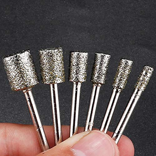 Fresas de amolar diamante 60 Grit, 10 pcs, cabezal cilindro miniatura 3