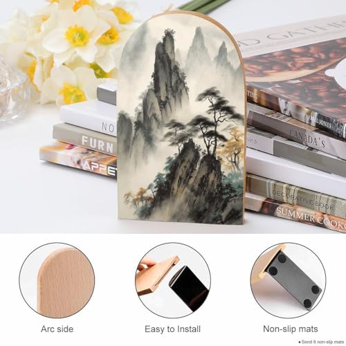 Sujetalibros de paisaje chino decorativo para crear rincones de lectura ordenados en el salón 5
