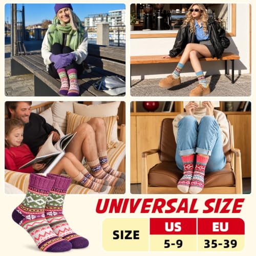 AMZBOSS Stocking Stuffers Gifts for Women Fuzzy Socks for Women Wool, A - image 6