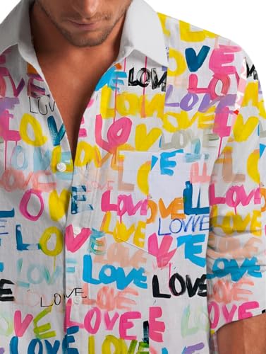 Mens Hawaiian Shirts Long Sleeve Button Down Floral Printed Casual Tropical Beach Shirts3