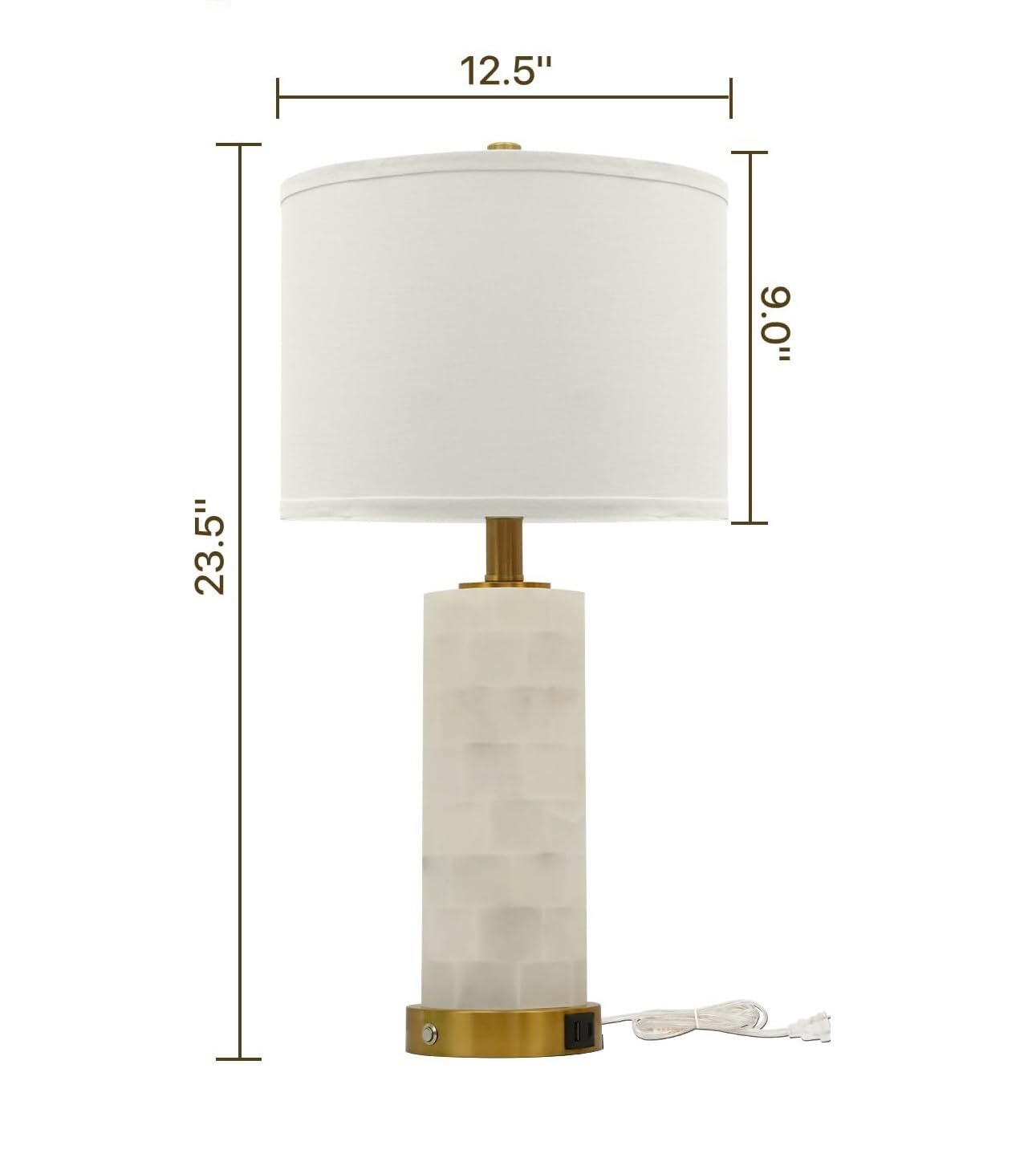 CXYWBD Alabaster Tischlampe 2-Pack, 3 Farbtemperaturen, USB-Anschluss, mit USB-Häfen, oder Glühbirne für Schlafzimmer, Wohnzimmer, Büros, Buch geeignet