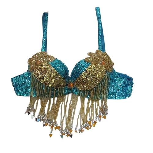 MDYTPT Belly Dance Costumes Sequins Bra Bellydance Bra, Lake Blue, One size