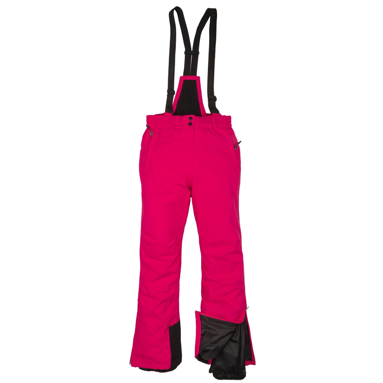 Killtec Damen Skianzug - Skijacke schwarz grau satt pink und Skihose satt pink - mit 10000mm Wassersäule - wasserdicht, atmungsaktiv