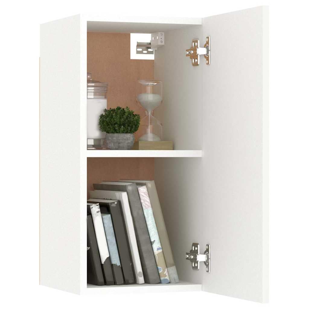 7-TLG. TV-Schrank-Set, Weiß Holzwerkstoff, Wandmontage, Modernes Media-Center für Wohnzimmer und Schlafzimmer, Viel Stauraum für DVDs und Bücher