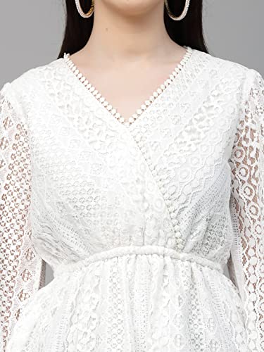 Image of Style Quotient Women Peach Lace Casual Top
