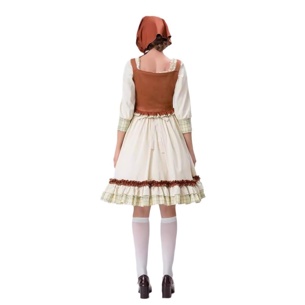 Abito da Cerimonia Donna Dirndl Schwarz Vestito Bavarese per Oktoberfest Abito Oktoberfest per Lungo al Ginocchio con Grembiule e Camicetta 3 Pezzi Elegante Abbigliamento Dress Feste