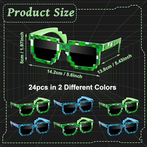 Pixel Sunglasses Colorful Pixelated Glasses for Adult Miner Party Favors Pixel Mosaic Glasses 2 Color2