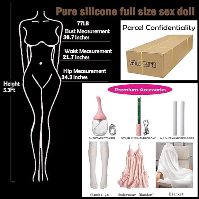 5.3FT Pure Silicone Full Body Sex Doll Full Size Sex Doll for Men Realistic Pussy & Jelly Breast Life Size Sex Dolls for Man with Feet Standing Female Torso Love Doll for Male Sex Toy, E Cup-Exquisite - Image 7