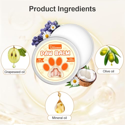 Aomig Pfotenbalsam Hunde Katzen Pfotenpflege mit Natürliche Beruhigende Pfotenschutz Hund Nase Creme Pflegecreme Hundepfoten Rissig Trocken Juckend Empfindlich Wundheilung Schutz Herbst Winter (50g)