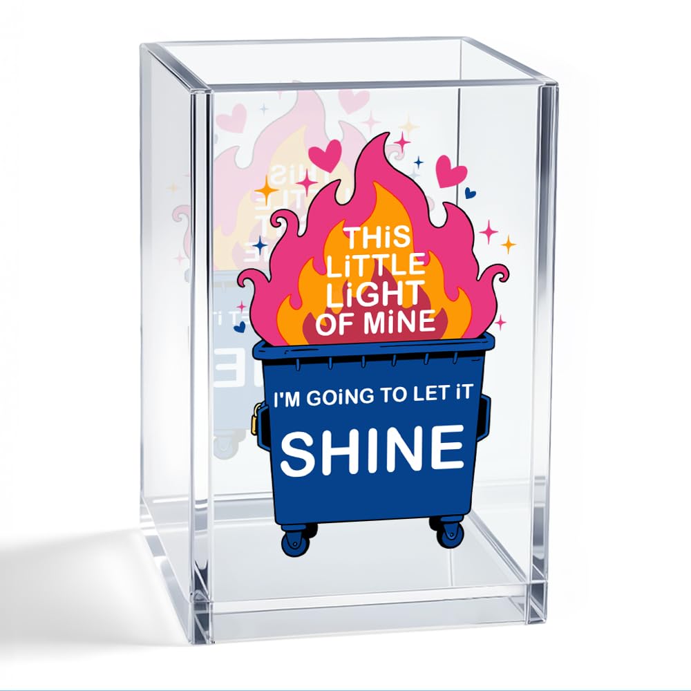 Portamatite in acrilico con scritta "This Little Light Of Mine I'm Going To Let It Shine", organizer da scrivania, regalo per ufficio per collega, regalo per il rientro a scuola per figlia