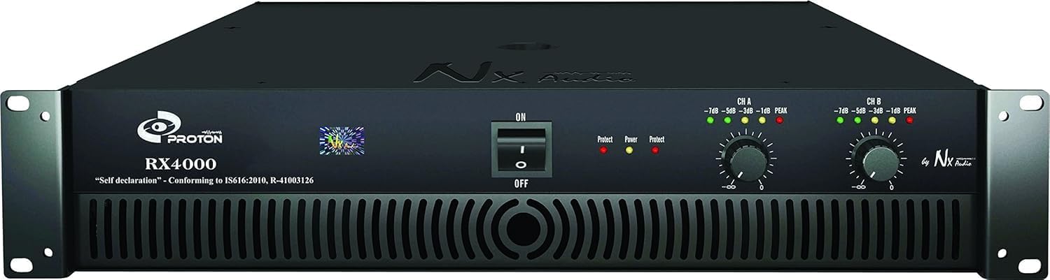 Proton RX4000 Professional Live Sound Power Amplifier, Black, 2-Channel Audio System