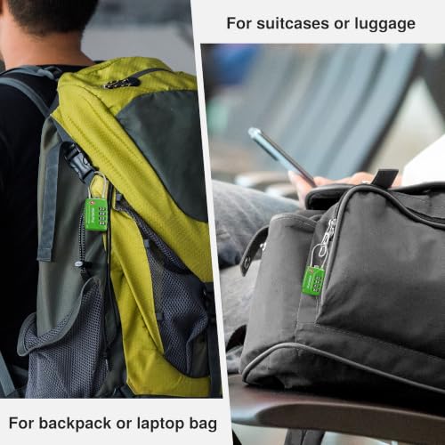 Image of Puroma TSA Approved Luggage Lock, 4 Digit Combination Travel Locks Resettable Code Lock with Zinc Alloy Body for Suitcase, Toolbox, Backpack, Bag, Gym Locker, Basic Green, Classic
