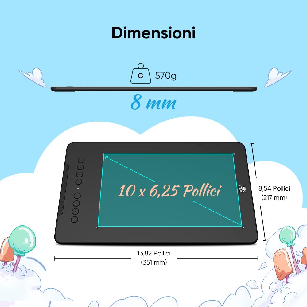 XPPen Tavoletta grafica Deco 01 V3, 10 x 6,25 pollici, tavoletta con penna a 16K livelli di pressione, compatibile con Windows, Mac e Android, per schizzi, progettazione e fotoritocco