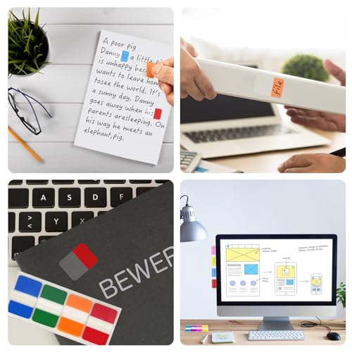 Image of KICNIC Sticky Index Tabs 960 Pcs, 1 inch Divider Tabs Stick On, Page Marker Bookmark, Write Tab Flags Self Adhesive, 12 Dispensers, 20 Pcs /Color