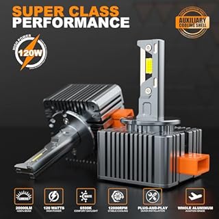 D-Lumina Lampadina D3S LED per Fari Anti-Errore,20000LM 120W 6500K Bianco Estremamente Luminoso Kit di Conversione Faro LED,CANBUS Faro Sostituire OEM Xenon HID Lampadina Plug and Play,2 pezzi