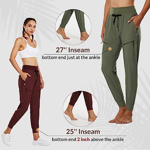 Image of baleaf Womens Lightweight Hiking Pants Water Resistant Quick Dry Joggers with 5 Zipper Pockets UPF 50+ for Travel Hiking