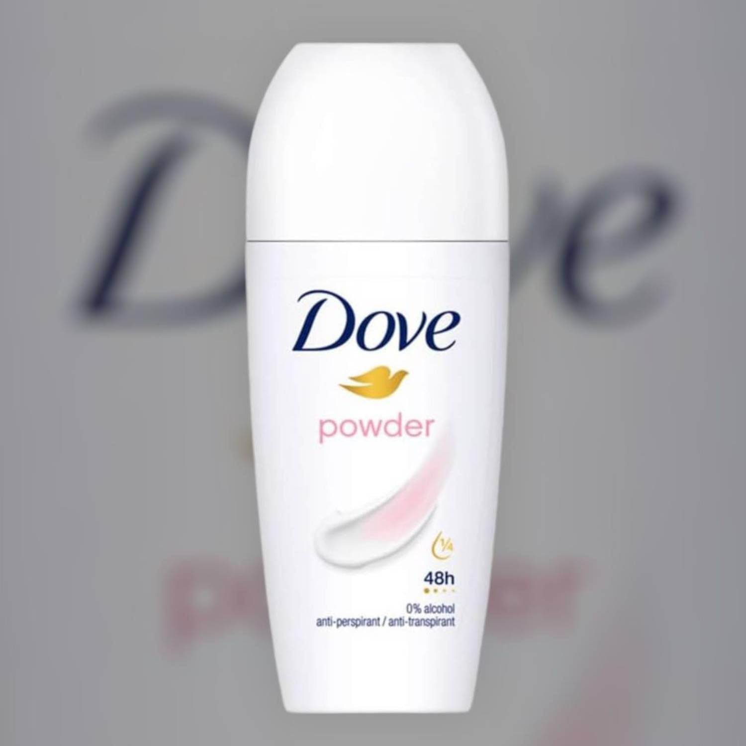 Dove Powder Deodorant Roll-On Antitranspirant 48H ohne Alkohol 50 ml (12)