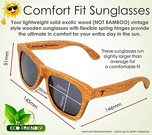 Image of Wood Sunglasses | Polarized | Vintage Wooden Frame | 100% UVA /UVB Protection | Bamboo Case | Men Women
