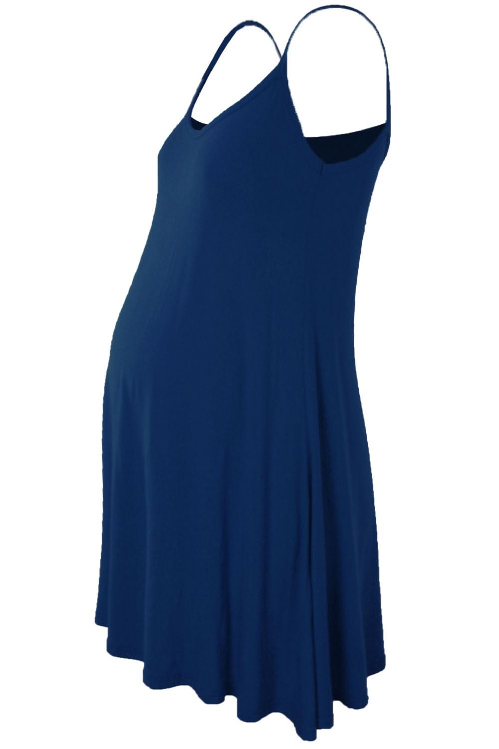 Hamishkane Women's Navy Maternity Plain Sleeveless Floaty Flare Strappy Swing Cami Dress Top