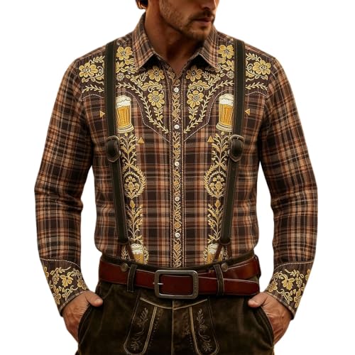 Chemise à carreaux homme col montant et manches longues