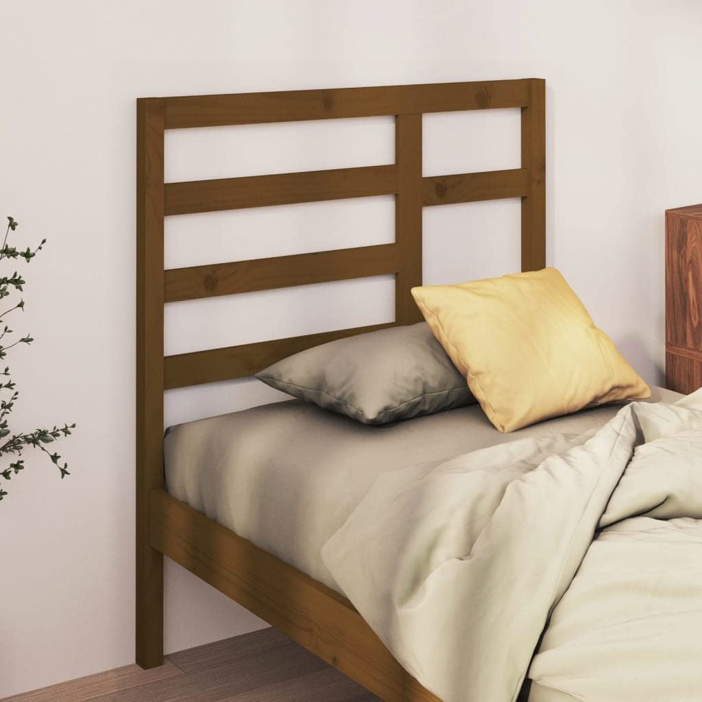 Testiera per letto matrimoniale, in legno di pino massiccio, 106 x 4 x 104 cm, effetto rustico, per camera da letto, schienale e telaio del letto, colore: marrone miele