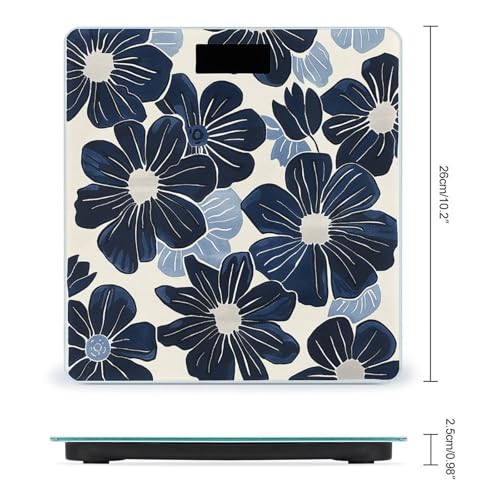 Báscula digital de baño Navy Blue Flowers con sensores precisos miniatura 2