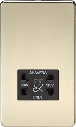 Knightsbridge SF8900PB 115 230 V Screwless Dual Voltage Shaver Socket Polished Brass by Knightsbridge