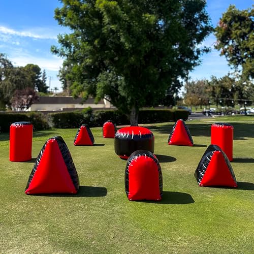 Sportogo 9-Piece Red/Black Inflatable Air Bunker Set Paintball Airsoft Laser tag Nerf.