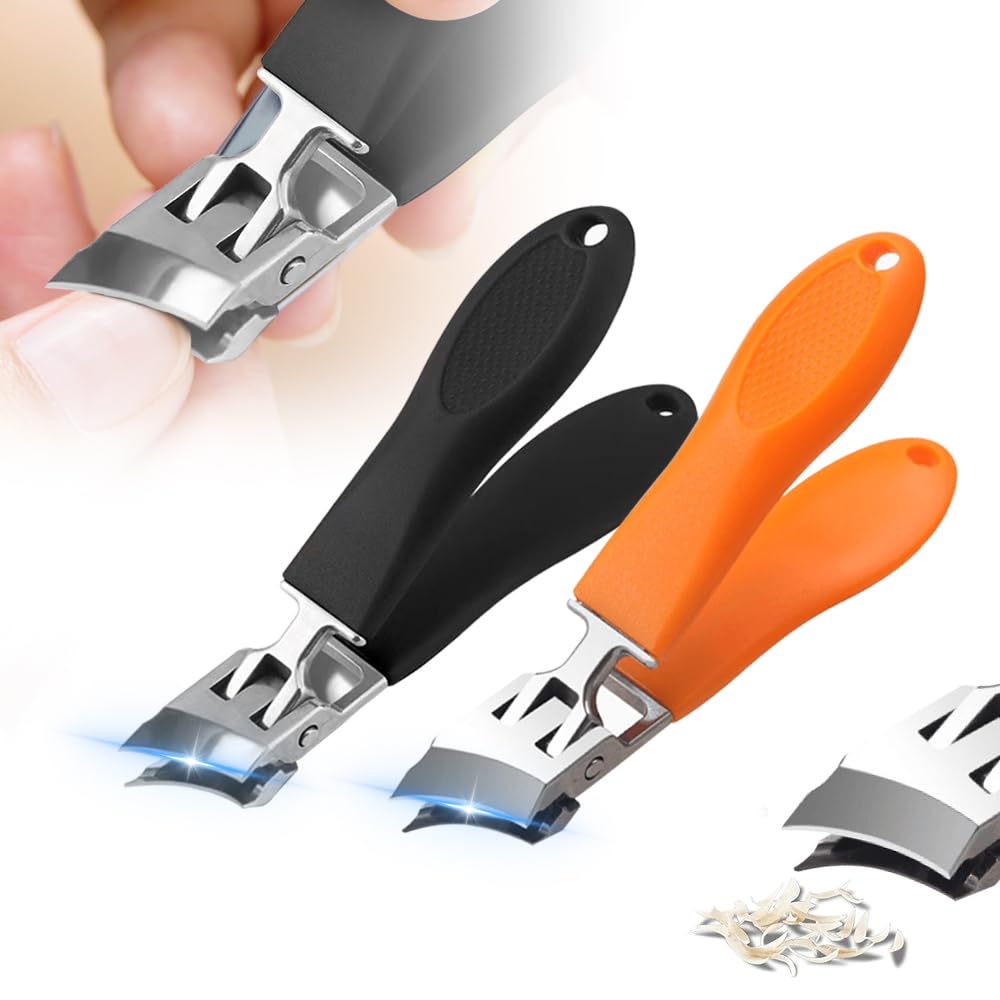 Wide Jaw Opening Anti-Splash Slanted Nail Clipper, Fingernail and Toenail Clippers, Nail Clippers for Ingrown Nails, Wide Mouth Toe Nail Clippers,