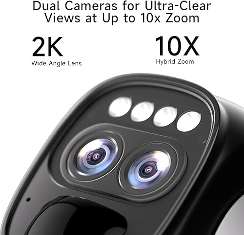 Miniatura 10 de Cámara de seguridad inalámbrica para exteriores, cámaras solares para seguridad del hogar, cámara de doble lente con giro e inclinación de 360,