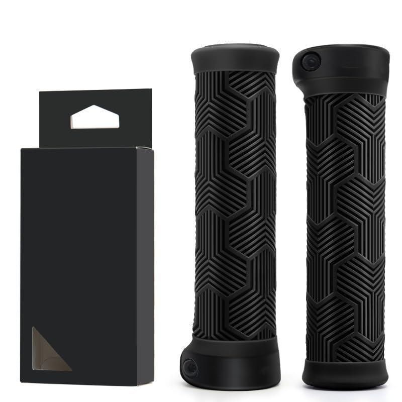 URPIZY Manillar de bicicleta de montaña para manillar de 22,2 mm, antideslizante, suave, cómodo, con anillo de bloqueo, color negro, gris, azul, rojo y morado