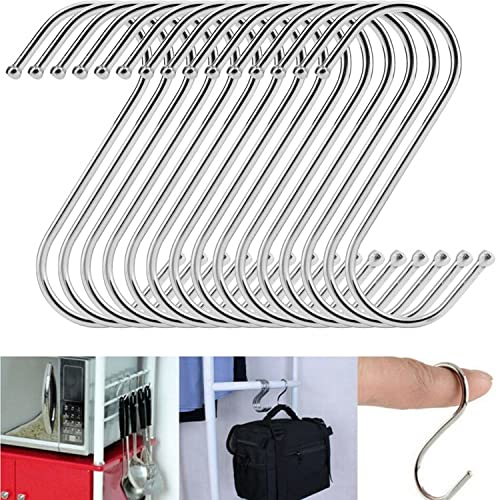 20PCS Steel S Shape Hooks Kitchen Hanger Rack Clothes Hanging Plant Holders (2"-S)