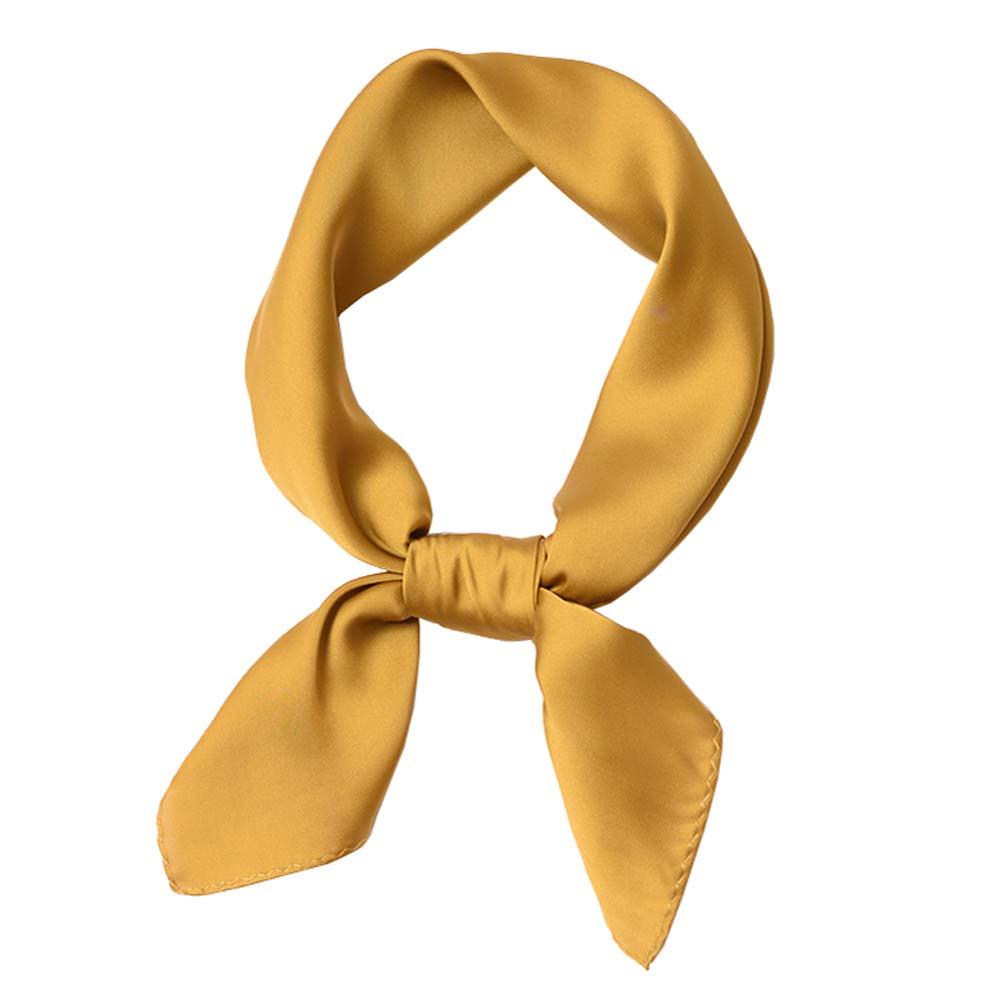 XINQIAO Womens Silk Like Solid Square Scarf Fashion Satin Neck Hair Tie Band (#3 QX Yellow)
