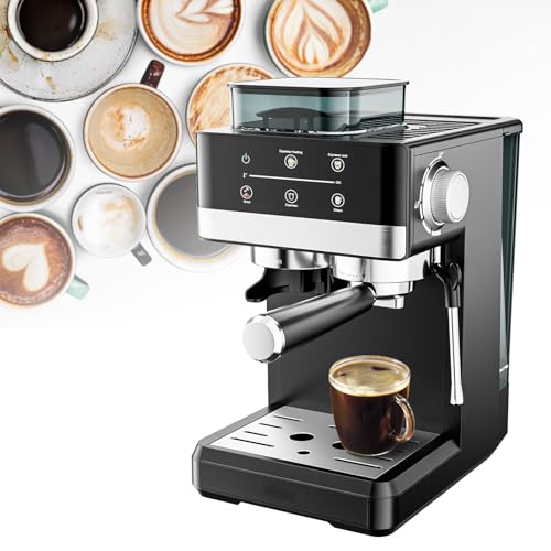 ZyKnaurral 20 Bar Espresso Machine, 1.8l Removable Water Tank, Stainless Steel Espresso Machine, Suitable for Cappuccino, Freshly Ground Coffee, Light Touch Control Panel