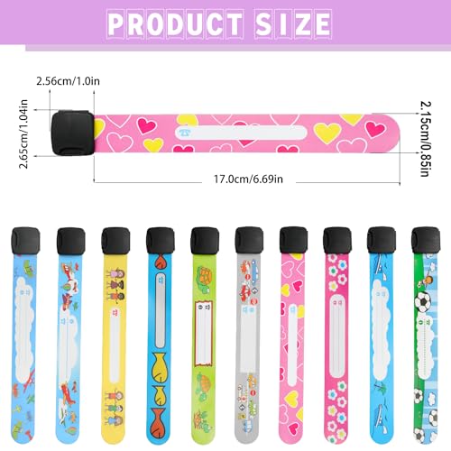 20PCS Child Safety ID Wristband,Anti Lost Child ID Bands,Kids ID Bracelet with Non Fading Pen for Children Emergency Bracelet for Children Boys Girls Toddler Baby(10 Styles) - Image 2