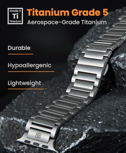 Image of Titanium Band Compatible with Apple Watch Ultra 3 /2 /1 49mm Band for Men & Series 11 /10 46mm, Grade 5 Titanium with DLC Coating for Ultra 3 Watch Band, Easy-Adjust Metal Band & Butterfly Clasp