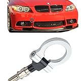 JGR Track Racing Style Tow Hook Towing Eye CNC Aluminum Screw On Front Rear Bumper Compatible with BMW 3 Series E36 E46 E90 E91 E92 E93 318 320 323 325 328 330 335 M3 1992 to 2012 Silver