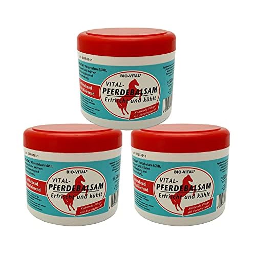 Iloda 3x 500ml BIO-VITAL Pferdebalsam Gel grün mit Eucalyptusöl, erfrischt, kühlt und vitalisiert. Ideal für Pferdebesitzer und -pflege-Profis.