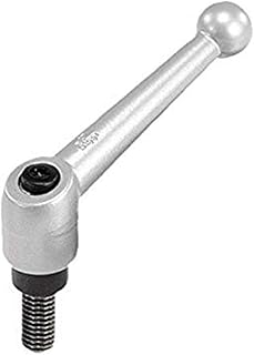 Kipp 06430-4123X35 Zinc/Steel Adjustable Handle with M12 External Thread, Classic Ball Style, Metric, Silver Metallic Powder-Coated Finish, Steel Components, Size 4, 35 mm Screw Length