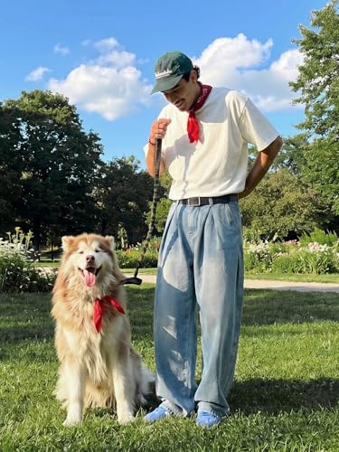 Areant Mens Baggy Jeans Wide Leg Hip Hop Loose Fit Jeans Relaxed Fit Elastic Waist Skate Streetwear Y2K Vintage Denim Pants Blue Large - image 2