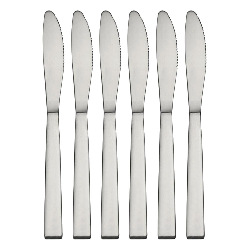 6 X Stainless Steel Dinner Knife Dessert Silver Knives Silverware Home Kitchen Durable Butter Knife Food Grade 18/10 Stainless Steel Table Knives Durable Medium Size Cutlery Soup Dining Plating