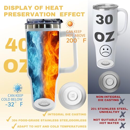 Tumbler with Handle 40 oz, Tumbler with Lid and Straw, Insulated Stainless Steel Travel Mug, No Leak Tumbler, Suit For Cupholder Friendly, Keeps Cold And Hot for 24 Hours,Dog