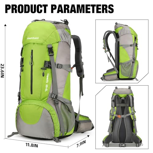Image of King'sGuard 70L Hiking Backpack with Rain Cover Lightweight Waterproof Travel Camping Backpack Large Backpacking Pack