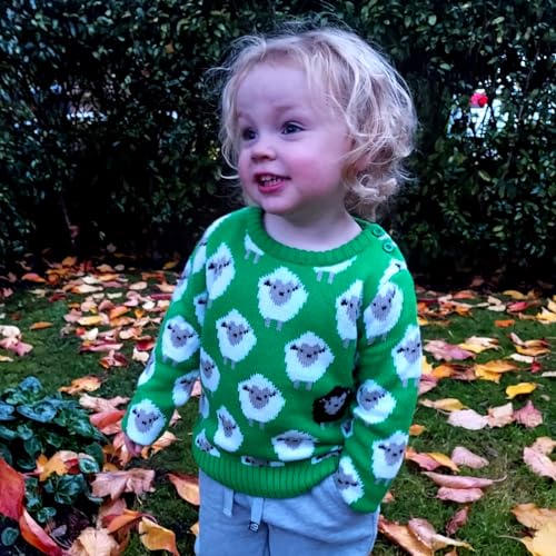 Green Sheep Kids Jumper Irish Sweater Gift for Children 100% Acrylic4