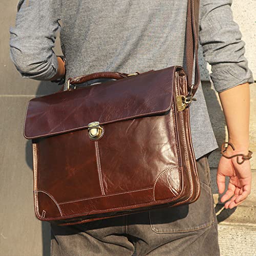 Maletas masculinas vintage de couro com grande capacidade, impermeável, alça ajustável, bolsa para l