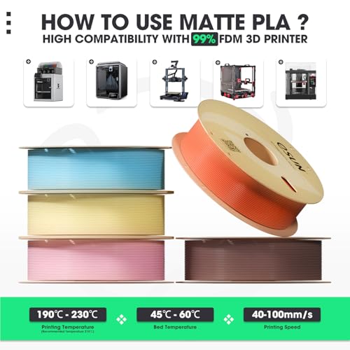 Image of eSUN Matte PLA Filament 1.75mm, 3D Printing PLA Filament 1.75mm Dimensional Accuracy + /- 0.03mm, 1kg Carboard Spool (2.2lbs) for Most FDM 3D Printers, Almond Yellow