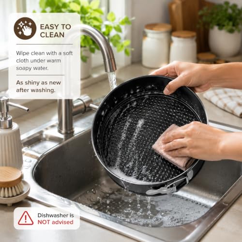 Image of PureBake 4 Inch Non-Stick Round Cake Pan - Teflon Coated, Carbon Steel Mini Baking Pan for Cheesecakes, Pies, Quiches, and Small Desserts - Oven & Microwave Safe (4-inch Cake Tin - Pack of 2)