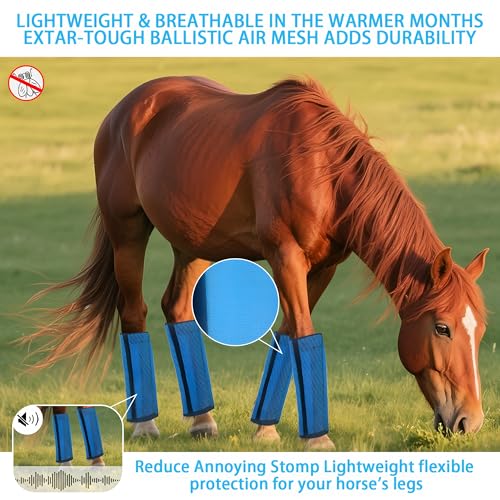 Image of Horse Fly Boot,Loose Fitting Fly Boots for Horses Set of 4,Leggings for Horse Design Protect Horses Legs No More Horsefly Nuisance Greatly&Reduce Stressful Stomping,Breathable /Universal